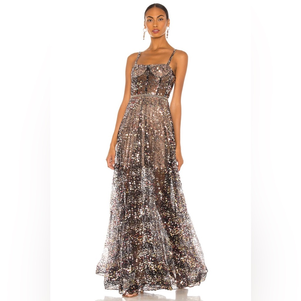 Bronx & Banco Midnight Noir Gown in Gold & Black - Size XS